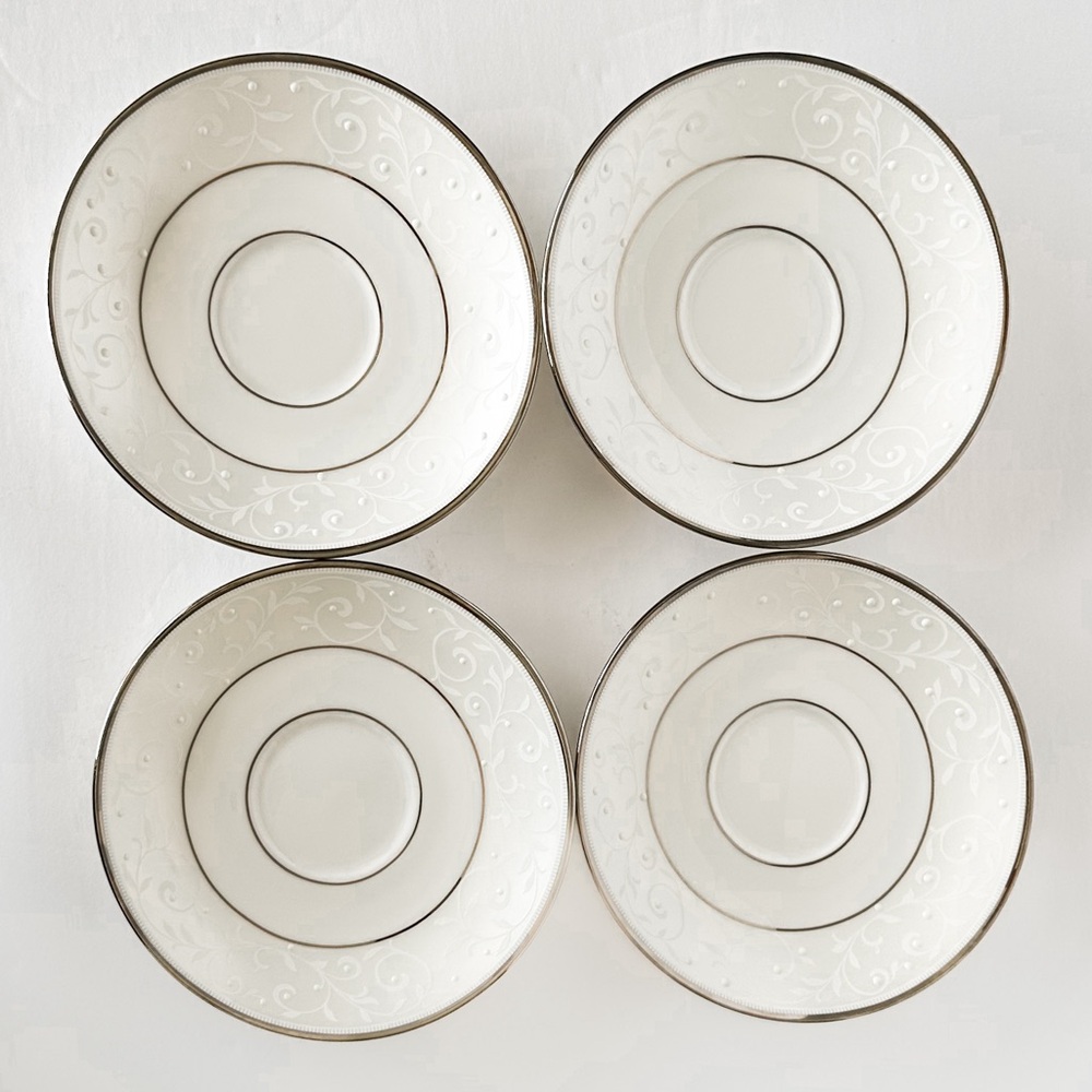 4-pc Lenox Opal Innocence Platinum Saucers Plates